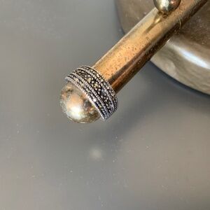 Sterling Silver MEX 925 Marcasite Band Ring – Size 5.5 – Vintage Art Deco Style